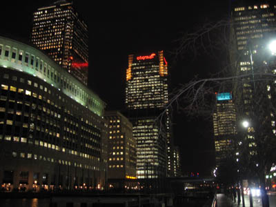 Canart Wharf by night