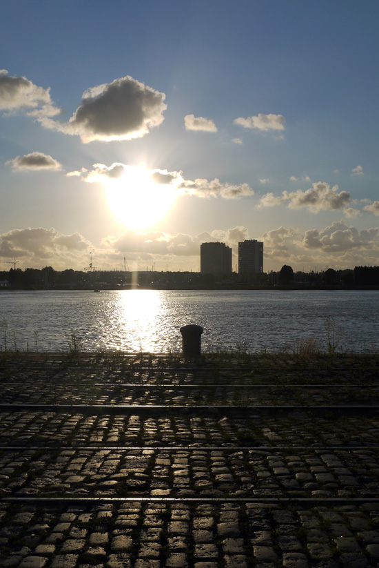 Antwerp, sunset on Scheldt