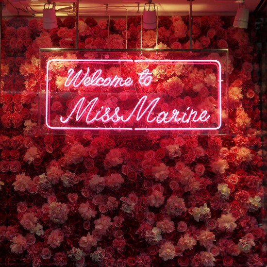 Fukuoka, shop window with flowers and neons