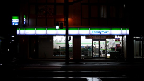 Kumamoto, Family Mart window in the night