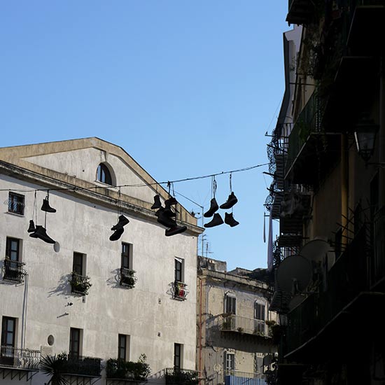 Palermo, shoes hanging