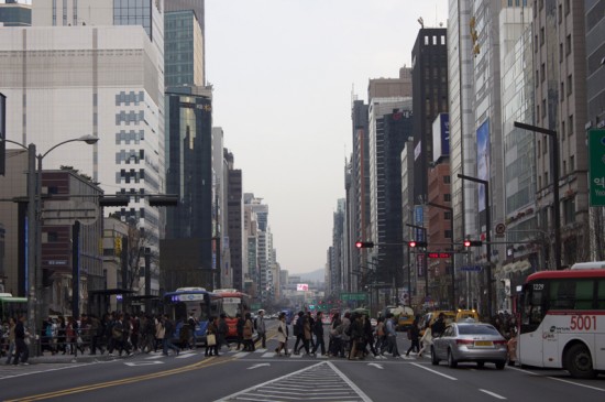 Seoul, Gangnam district, crosswalk